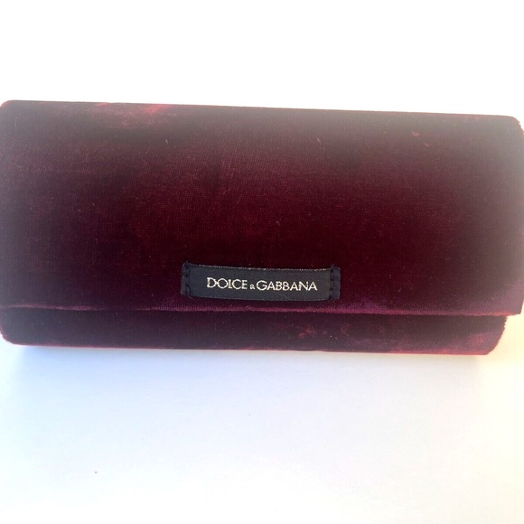 NEW DOLCE & GABBANA Sunglasses Glasses Hard Case Burgundy Velvet with Pouch - Picture 4 of 6